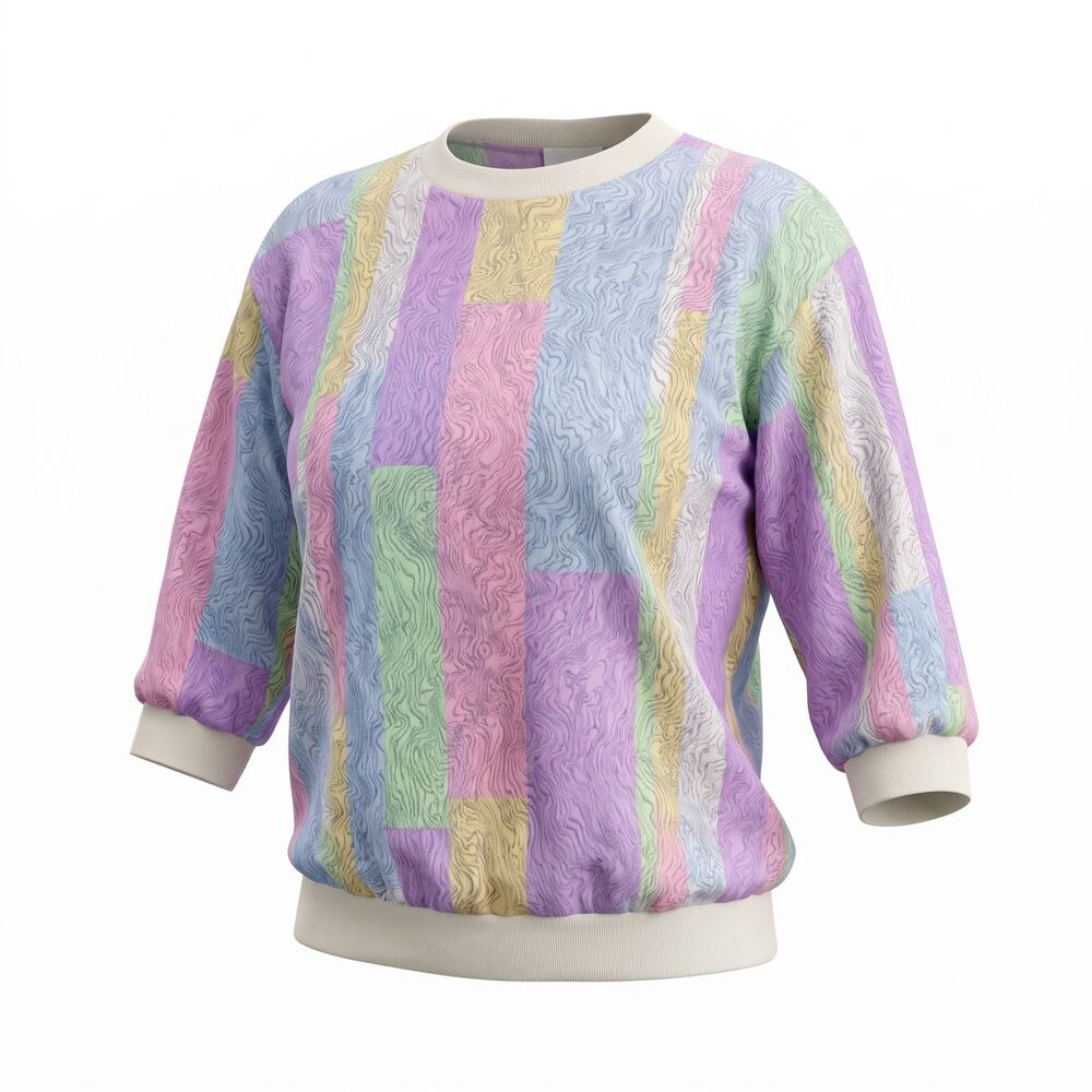 Vintage Vicki Wayne's Pastel Abstract Dolman Sleeve Top Womens S 80s 90s